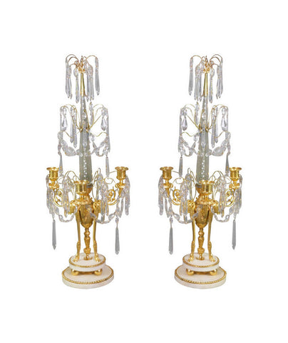 A Pair of Neoclassical Obelisk Candelabra