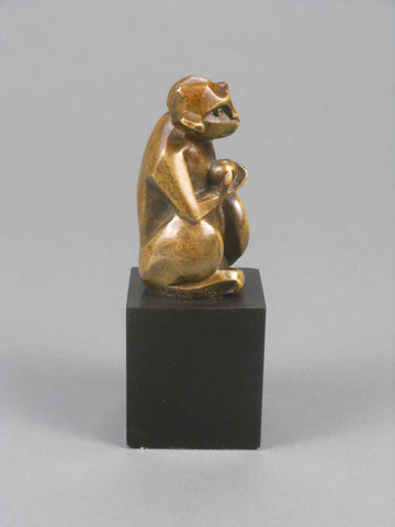 Antiques Glen Dooley Patinated Art Deco Bronze Monkey An –