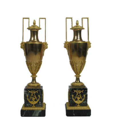 A Pair of French Gilt Bronze Urns
