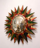 A French Polychrome Sunburst Mirror