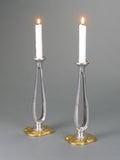 A Pair of French Pewter and Brass Candlesticks