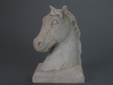 A Pair of French White Marble Horse Trophies